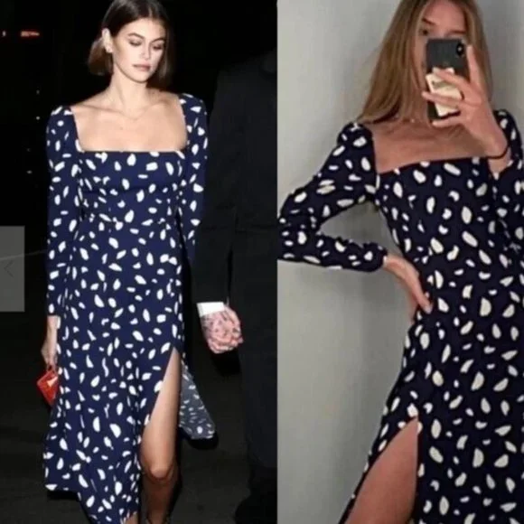 Reformation Sigmund dress Milanesa サイズ4 NWT $248 Reformation Sigmund Dress Milanesa Blue Floral Midi